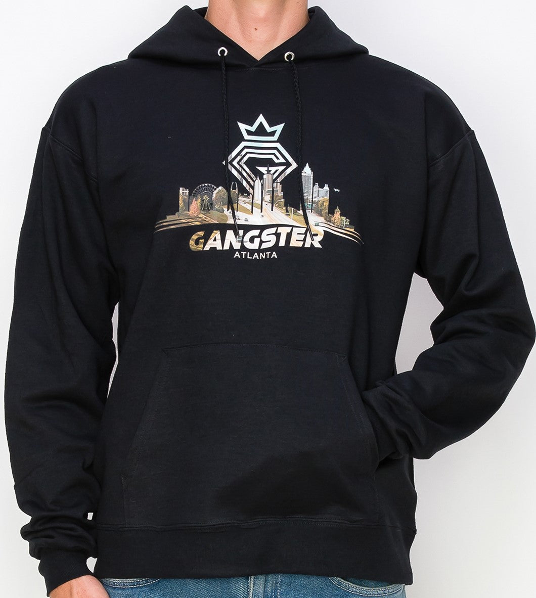 Organic Cotton Black Pullover hoodie (Atlanta Theme) Gangster Fashion (Limited edition)