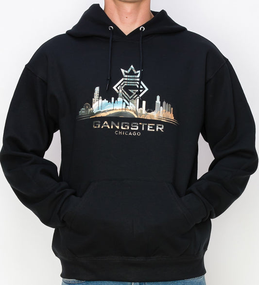 Organic Cotton Black Pullover hoodie (Chicago Theme) Gangster Fashion (Limited edition)