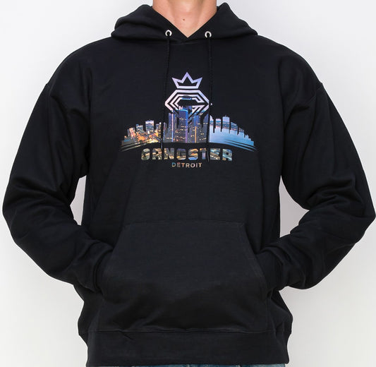 Organic Cotton Black Pullover hoodie (Detroit Theme) Gangster Fashion (Limited edition)