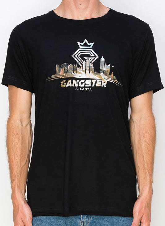 Supima Cotton Black T-shirt (Atlanta Theme) Gangster Fashion (Limited edition)