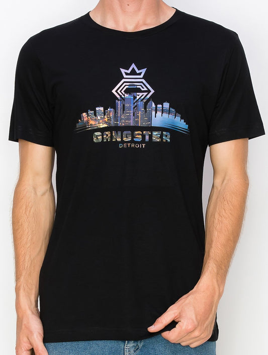 Supima Cotton Black T-Shirt (Detroit Theme) Gangster Fashion (Limited edition)