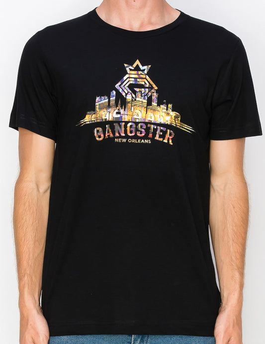 Supima Cotton Black T-Shirt (New Orleans Theme) Gangster Fashion (Limited edition)