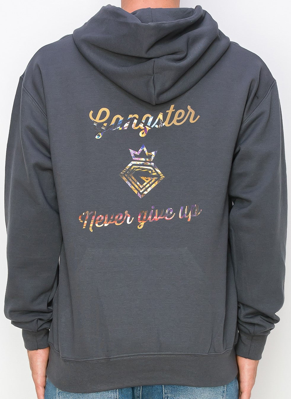 Organic Cotton Grey Pullover hoodie (New Orleans Theme), Gangster Fashion, Limited Edition.