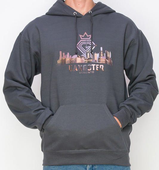 Organic Cotton, Grey Pullover hoodie (Toronto Theme) Gangster Fashion, Limited Edition.