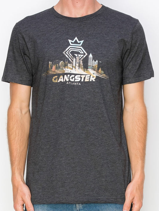 Organic Cotton Grey T shirt (Atlanta Theme) Gangster Fashion, Limited Edition.