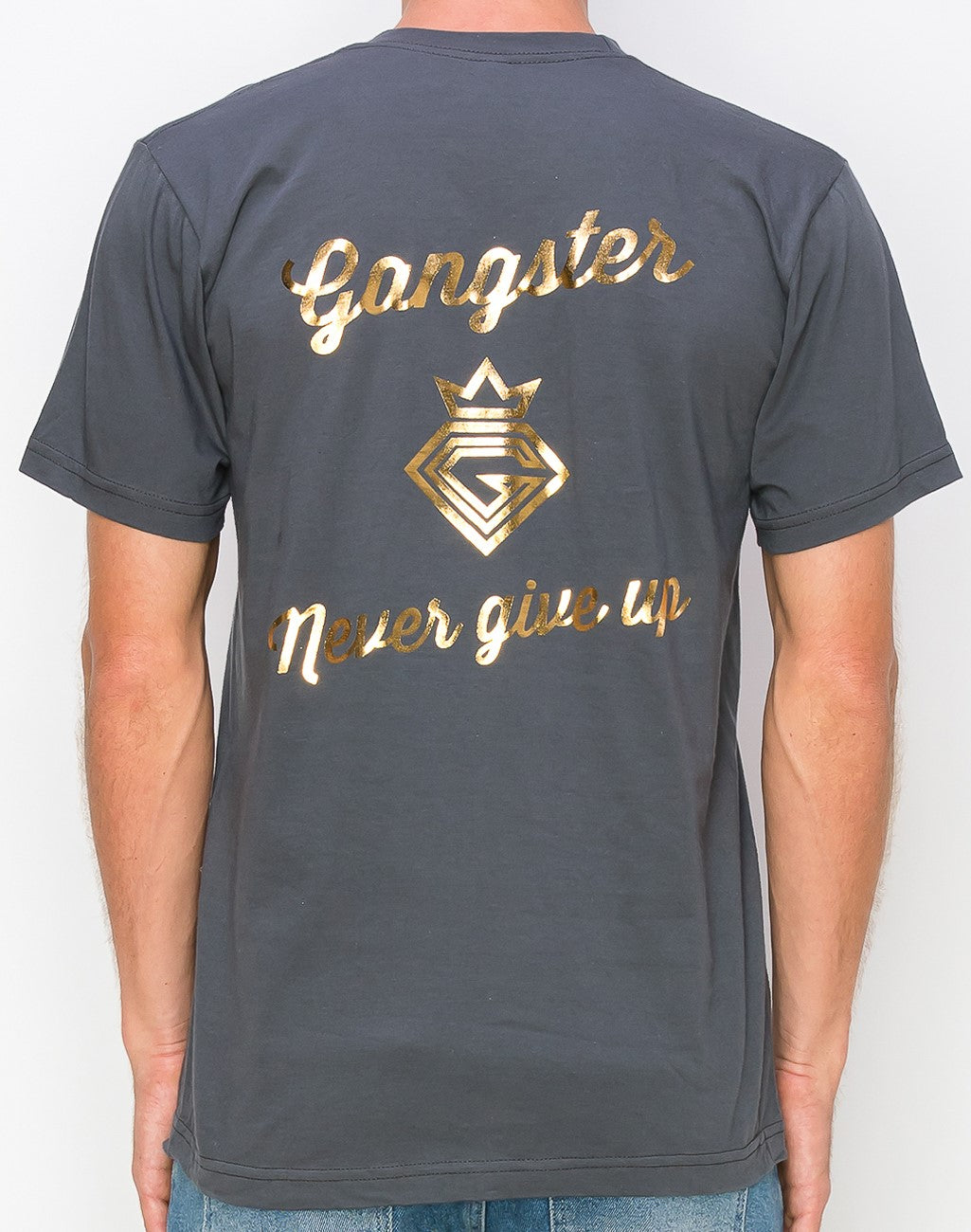 Supima cotton Grey T-Shirts (Gold Foil Print) Gangster Fashion