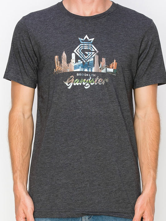 Supima cotton Grey T-Shirt (Brooklyn Theme) Gangster Fashion (Limited edition).