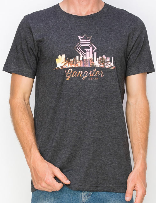 Supima cotton Grey T-Shirt (Miami Theme) Gangster Fashion, Limited Edition.