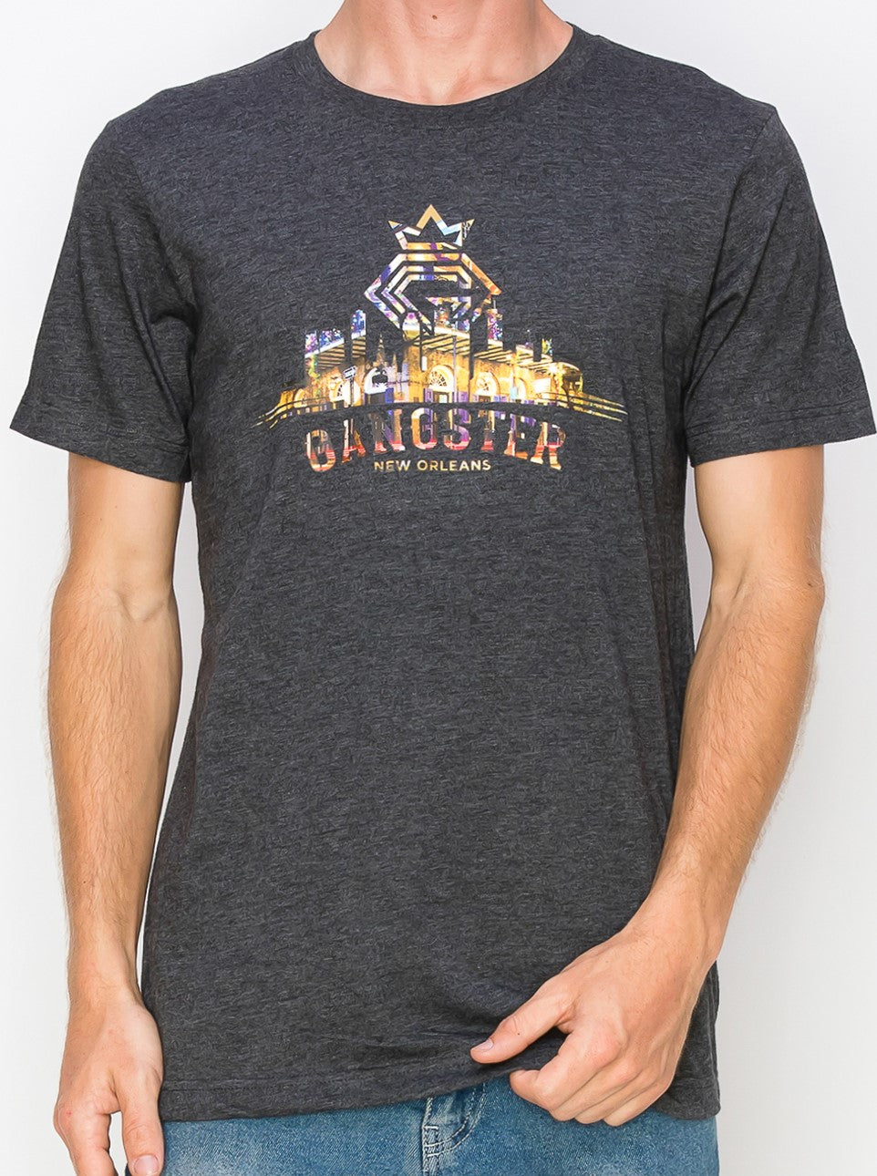 Supima cotton Grey T-Shirt (New Orleans Theme) Gangster Fashion, Limited Edition.